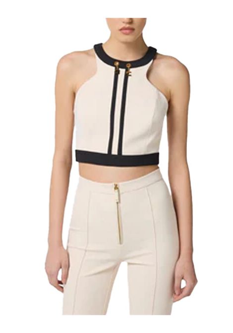Top ELISABETTA FRANCHI donna TOT0156 Beige aderente slim zip e ganci ELISABETTA FRANCHI | Top | TOT0156EF1